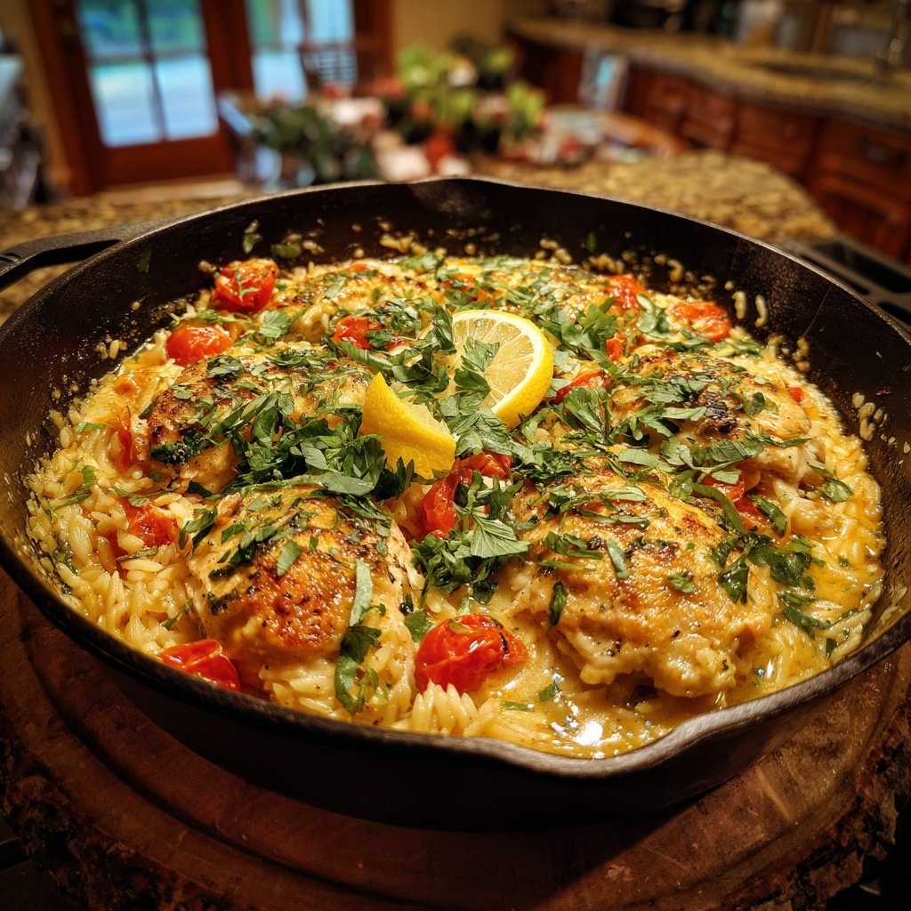 Skillet Lemon Chicken With Orzo