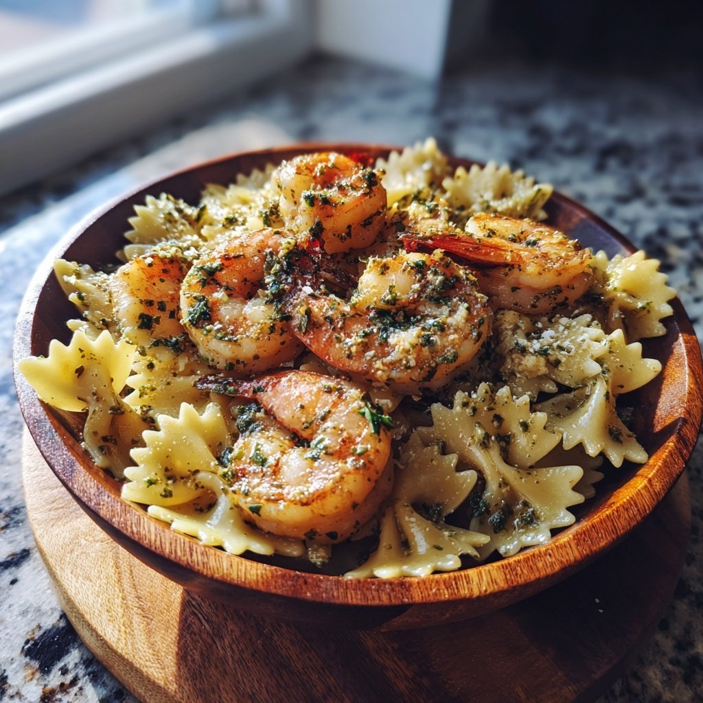 Bow Tie Pasta With Garlic Butter Shrimp