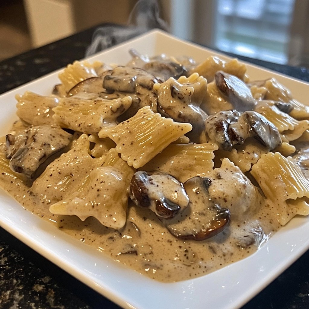 Valentine Dinner Creamy Mushroom Pasta